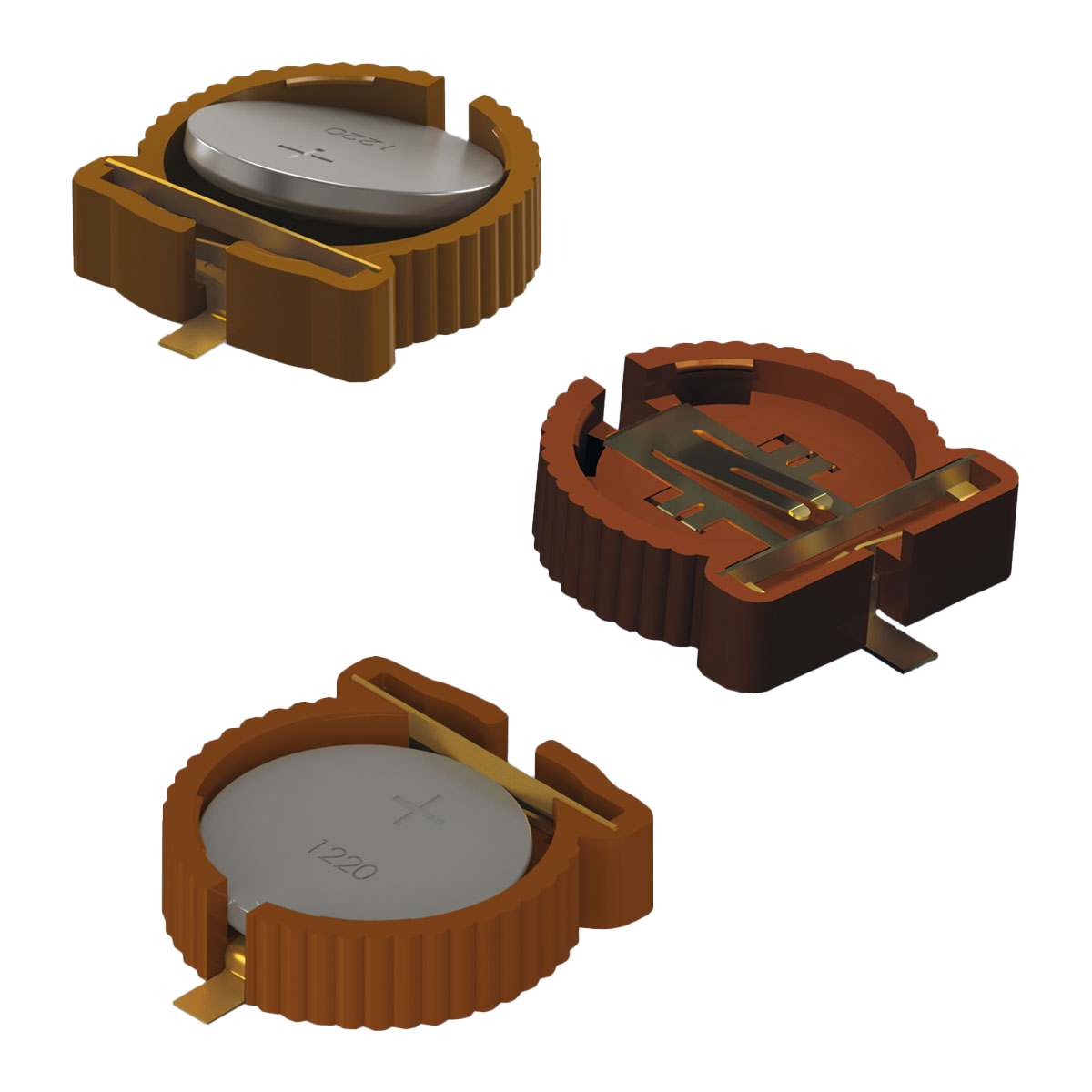 The 12 mm "Vibra-Fit" battery holder specially designed for all CR1220 lithium button cells.