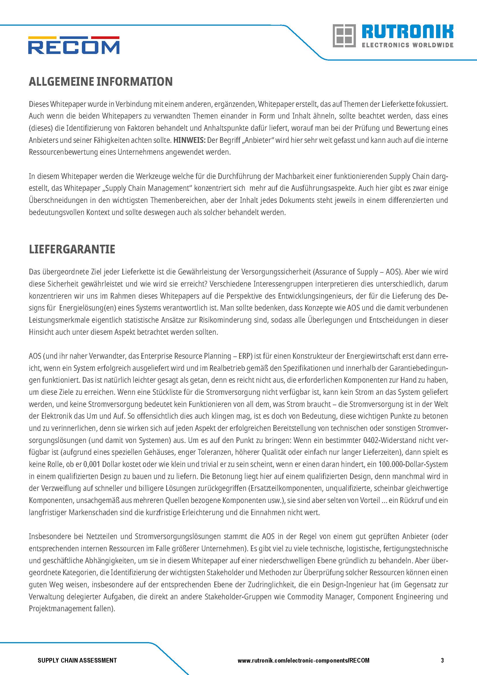 Recom Supply Chain Assessment