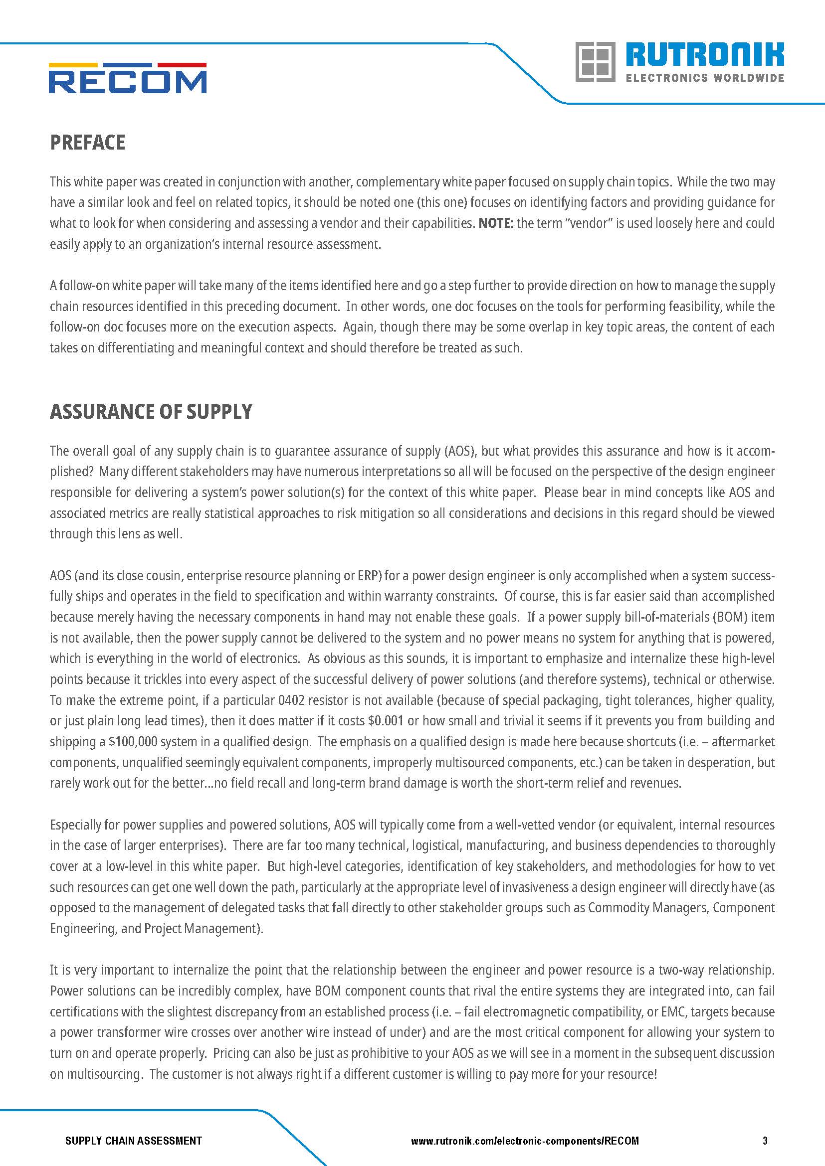 Recom Supply Chain Assessment
