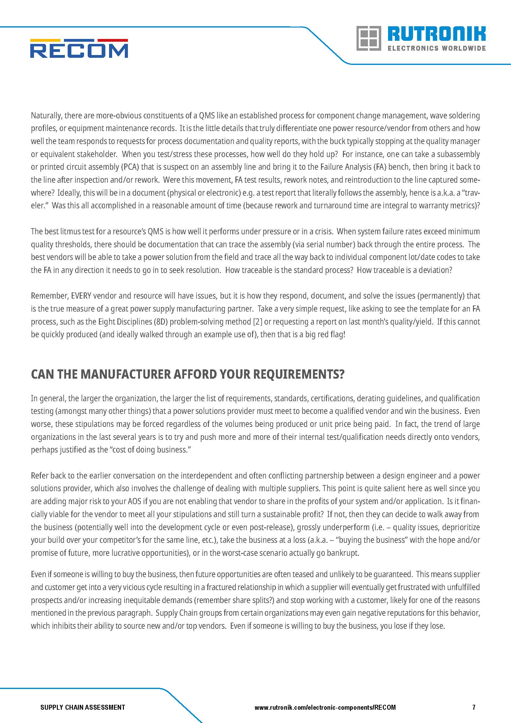Recom Supply Chain Assessment