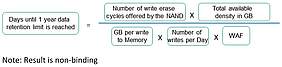 Formula for calculating the expected service life of the eMMC.