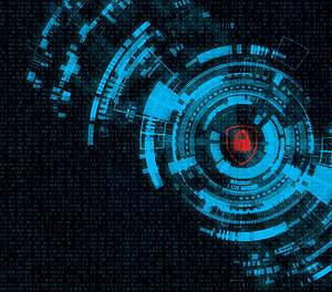 Security solution illustration, focusing on protection and encryption technologies for connected devices.
