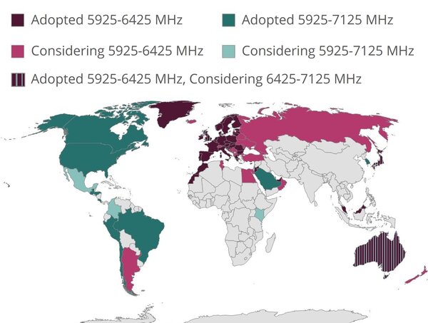Länder, in denen WiFi 6E unterstützt wird. (Stand: April 2022)