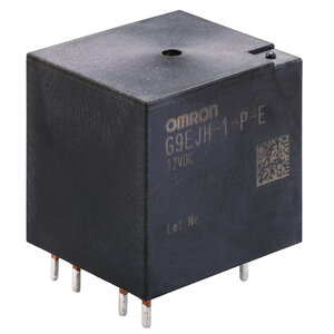The G9EJH-1-E DC relay from Omron can support the main relay as a compact inrush protection.