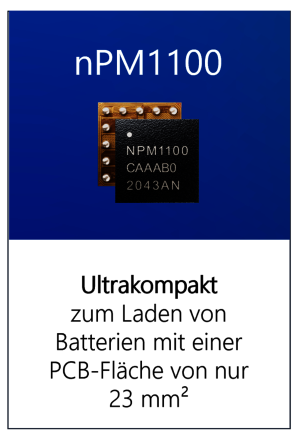 Ultrakompakt zum Laden von Batterien mit einer PCB-Fläche von nur 23 mm²