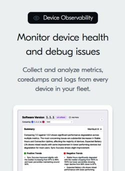 Die Geräteüberwachbarkeit in nRF Cloud bietet Entwicklern einen Echtzeit-Überblick über das Verhalten der Geräte im Einsatz.