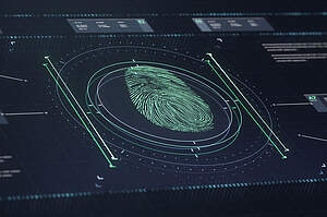 A fingerprint on a biotech surface is analyzed