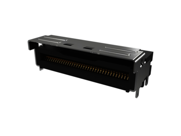 Der langlebige MCIO-Steckverbinder (Mini Cool Edge IO) von Amphenol kann Hochgeschwindigkeitssignale von bis zu 64 G über eine Strecke von 1 m übertragen und erfüllt die neuen PCIe-Gen6-Anforderungen. (Bild: Amphenol)