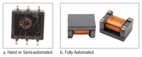 Transformers wound semi-automatically (a) and fully automatically (b)